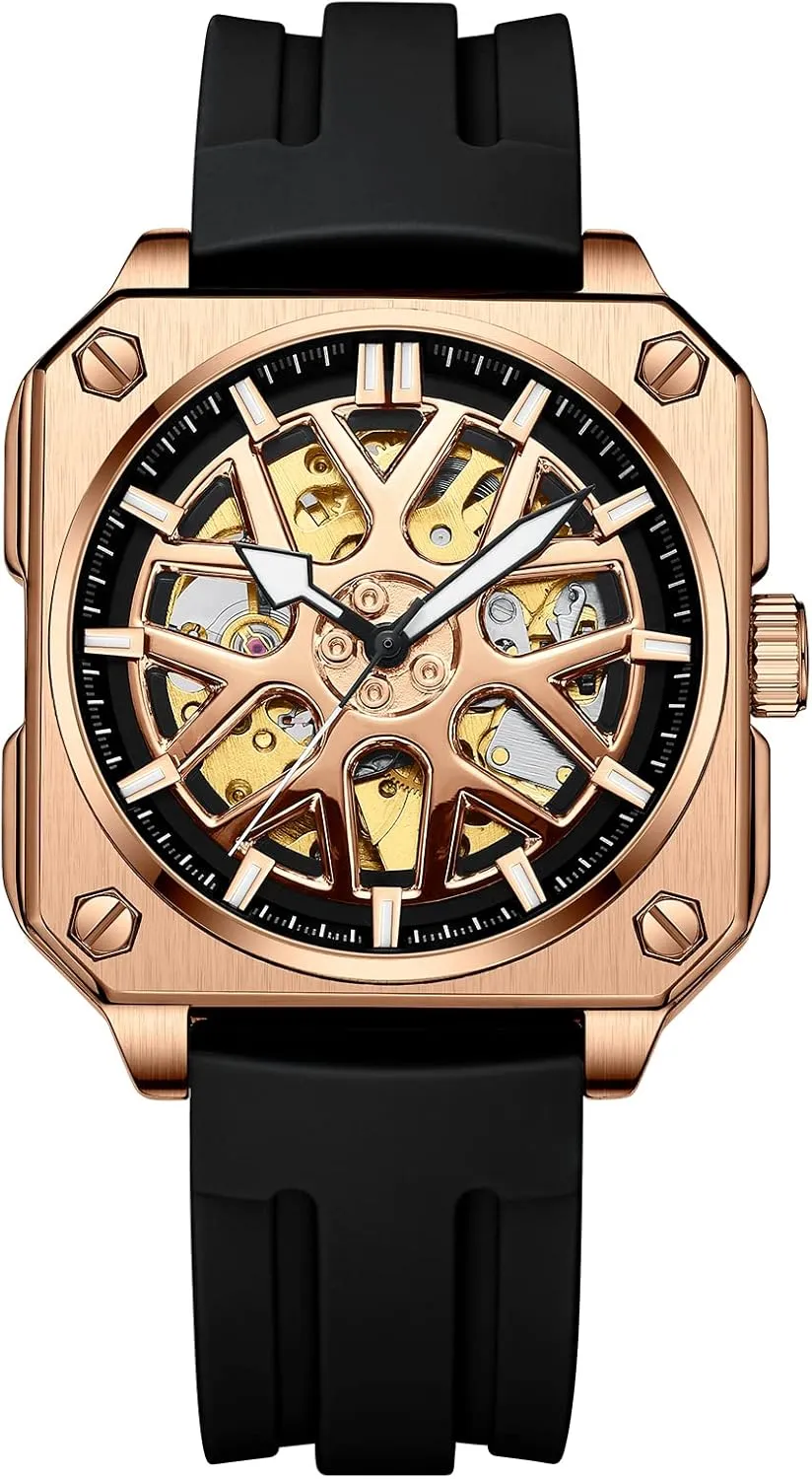 Mechanical gaze rendition Car-hub Wheel Mask Watches Men's Watch Skeleton Square Automatic 