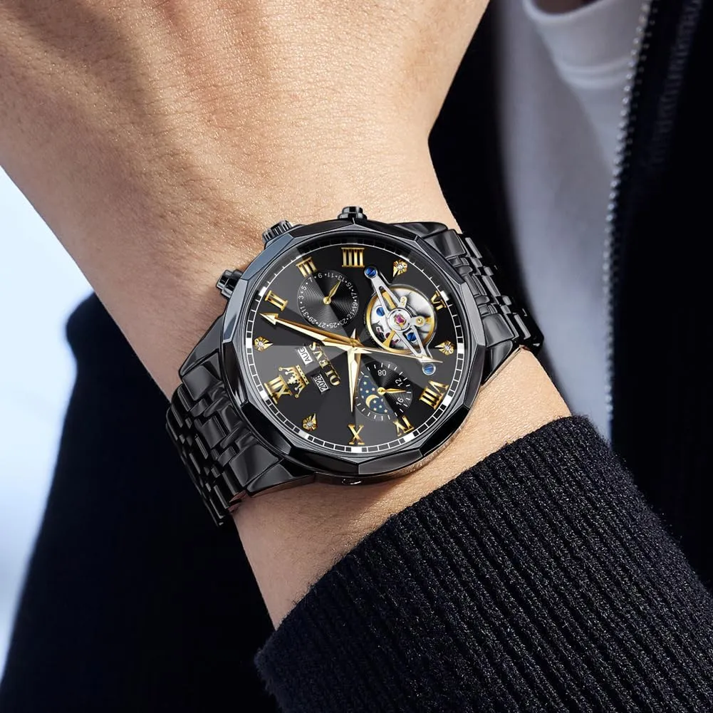 Mechanical Luxury Dress Big Face Self Winding Tourbillon Skeleton Luminous Wrist juicy pore hover chunk Watches OLEVS Watches for Men Automatic 