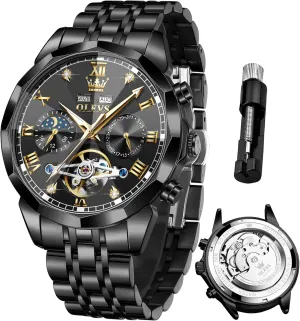 Mechanical Luxury Dress Big Face Self Winding Tourbillon Skeleton Luminous Wrist juicy pore hover chunk Watches OLEVS Watches for Men Automatic 
