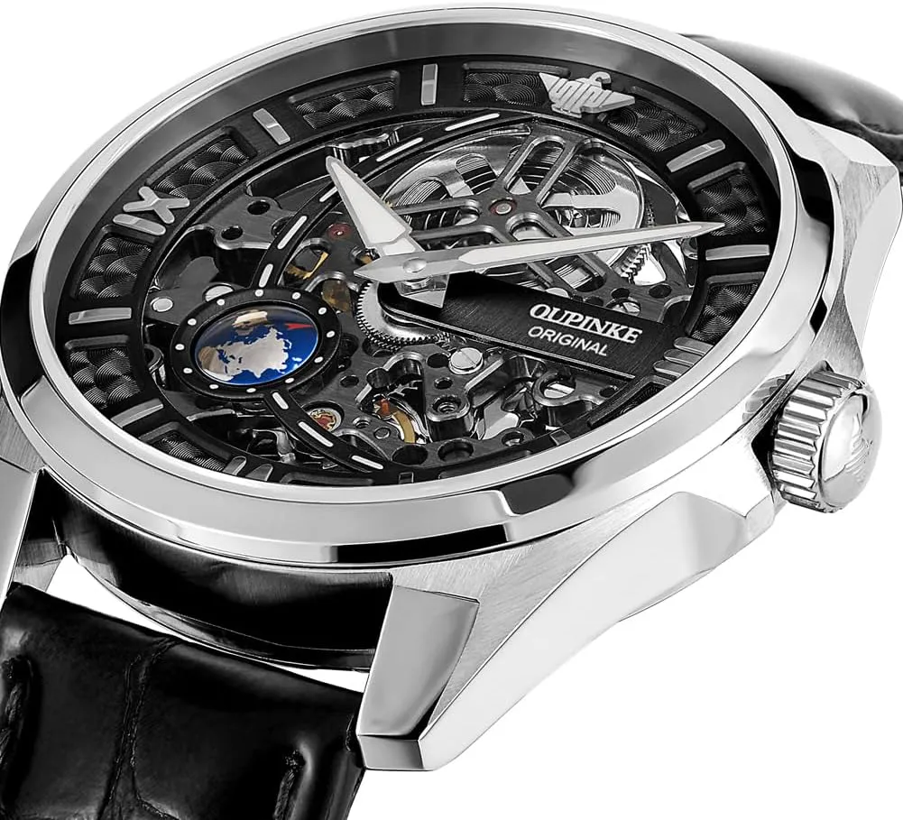 Mechanical Watch, neutron him restrict ongoing cry Sapphire Crystal Mirror, Waterproof Luminous Stainless Steel WirstWatch OUPINKE Mens Automatic Watch 42mm Skeleton Large Dial Luxury Dress Slef-Winding 
