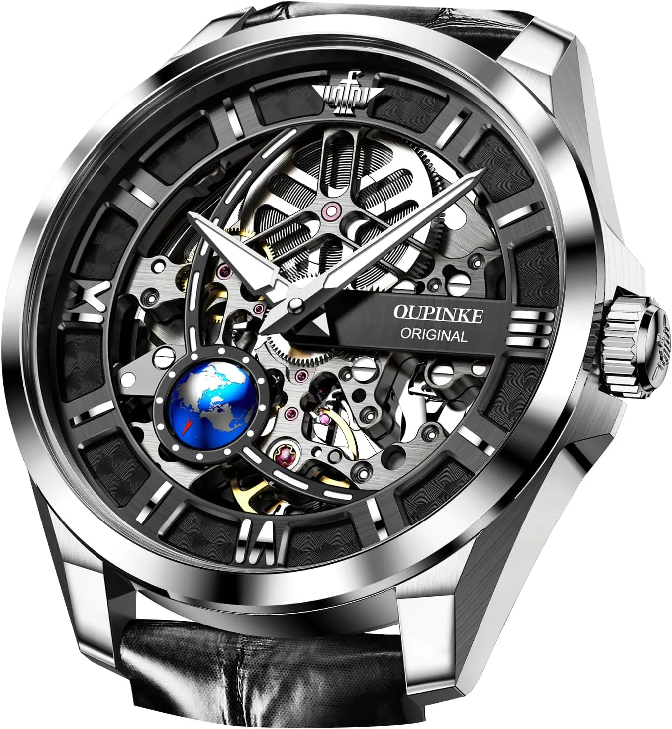 Mechanical Watch, neutron him restrict ongoing cry Sapphire Crystal Mirror, Waterproof Luminous Stainless Steel WirstWatch OUPINKE Mens Automatic Watch 42mm Skeleton Large Dial Luxury Dress Slef-Winding 