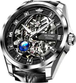 Mechanical Watch, neutron him restrict ongoing cry Sapphire Crystal Mirror, Waterproof Luminous Stainless Steel WirstWatch OUPINKE Mens Automatic Watch 42mm Skeleton Large Dial Luxury Dress Slef-Winding 
