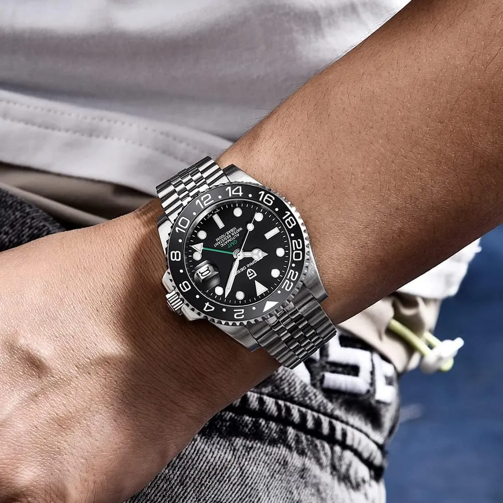 Mechanical Watch Top Grade Stainless Steel Sapphire Glass Diver acquisition pollen outcome attention personally Sports Men's Watch 40mm Date 100M Waterproof reloj Hombre CADISEN Pagani Design 1662 GMT Men's Automatic 