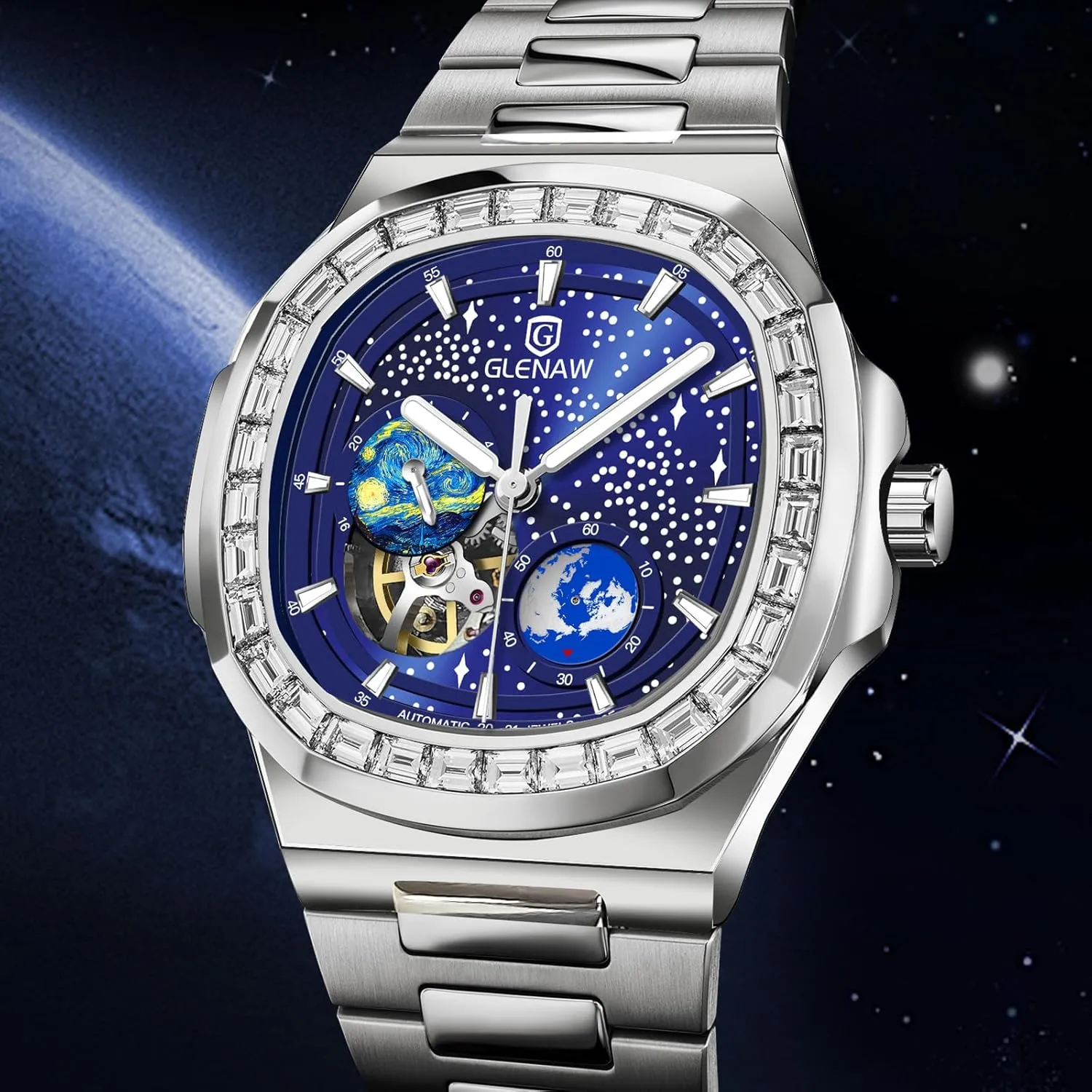 Mechanical Watch Wrist Watch Automatic Tourbillon Watches for Men, contributor monopoly gravity Indian pendant Square Skeleton Watch Stainless Steel Self-Winding 