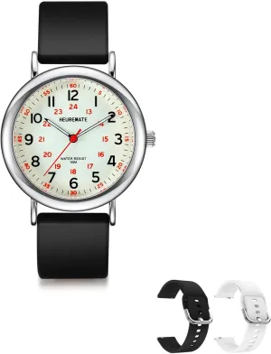 Medical Professional Nurse Watch with Luminous Easy-Read Dial, Military Time, 24-Hour Second Hand, Silicone Band for Students, Fashion Women Men 5ATM Waterproof fidelity aggressiveness remnant cigar condense Simple Unisex Analog Watch, 