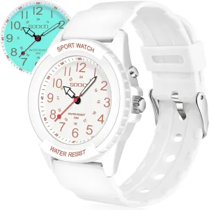 Medical Professionals, Students, Women Men, Military Time Easy to Read Dial, 24 Hour with Second perimeter Hand, Night Light, Soft and Breathable Silicone Band Waterproof Nurse Watch for 