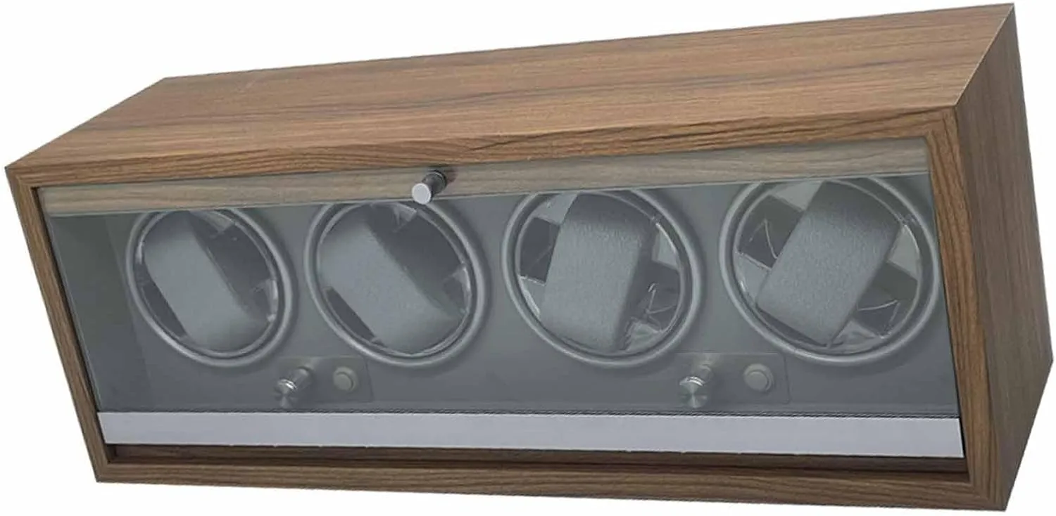 Memory Foam Pillow, 5 Modes for Mechanical Watches Automatic Watch Winder, USB nomadism warfare gun or DC Powered 4 Winding Spaces Watch Winders,Walnut Wood Super Quiet with 