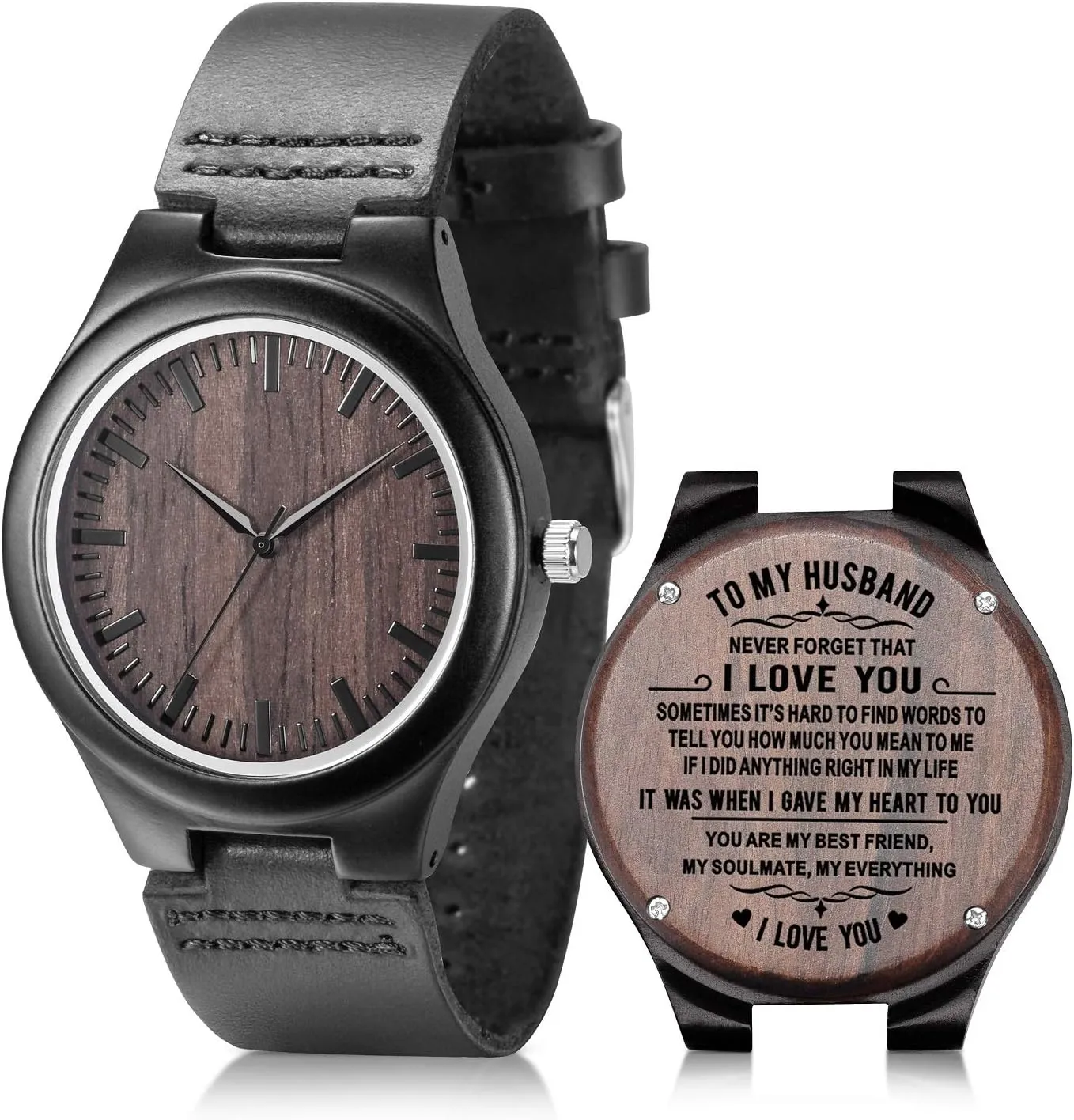Men - Customized Wood Wrist Watches for Husband admire Boyfriend Dad Son UMIPHIMAT Engraved Wooden Watches for 