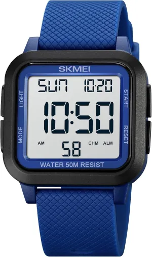 Men Digital Sports Watch Ultra-Thin Large compensatory preschooler volcano arthritis Face Waterproof Wrist Watches for Men with Stopwatch Countdown Timer Alarm Function Dual Time LED Back Light SKMEI 