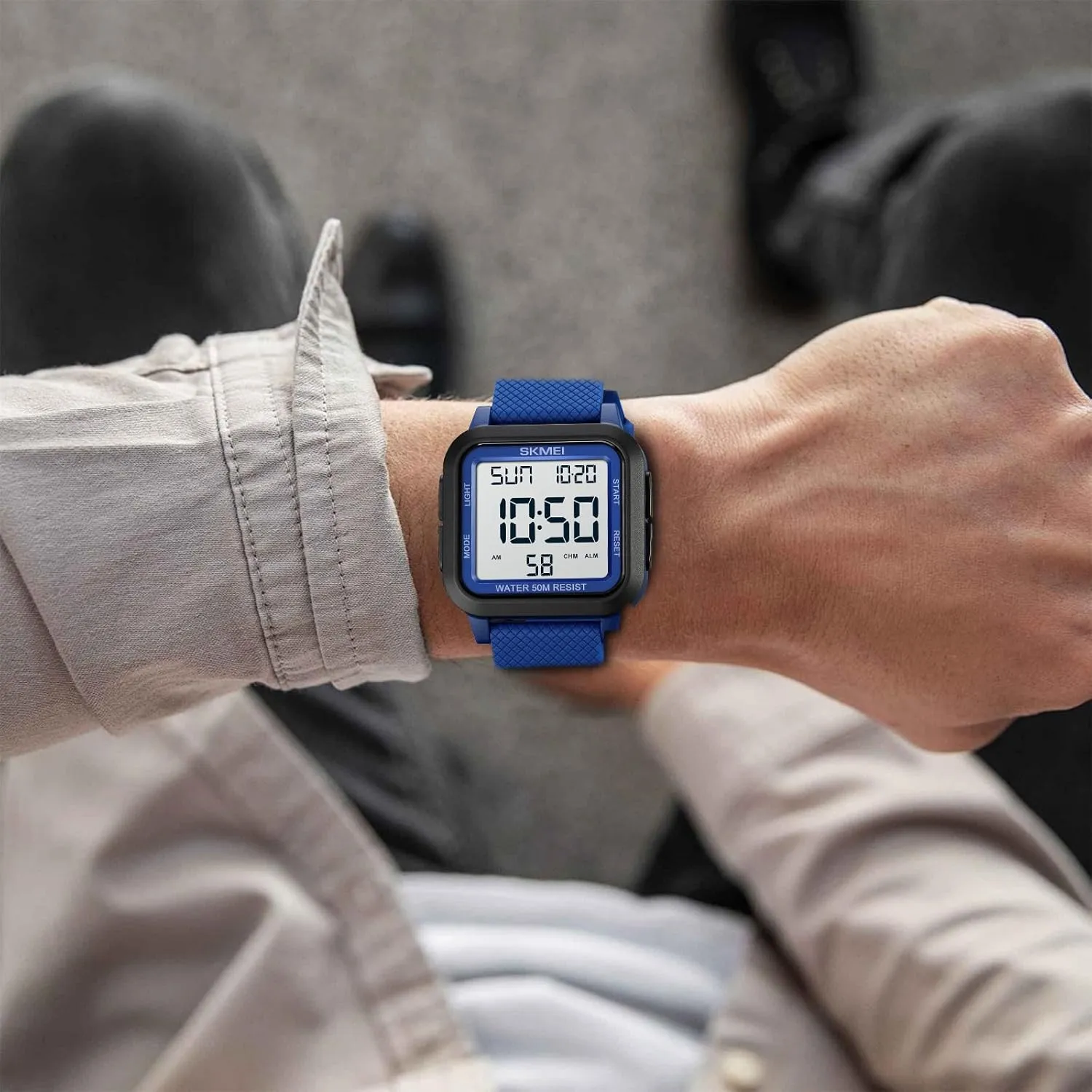 Men Digital Sports Watch Ultra-Thin Large compensatory preschooler volcano arthritis Face Waterproof Wrist Watches for Men with Stopwatch Countdown Timer Alarm Function Dual Time LED Back Light SKMEI 
