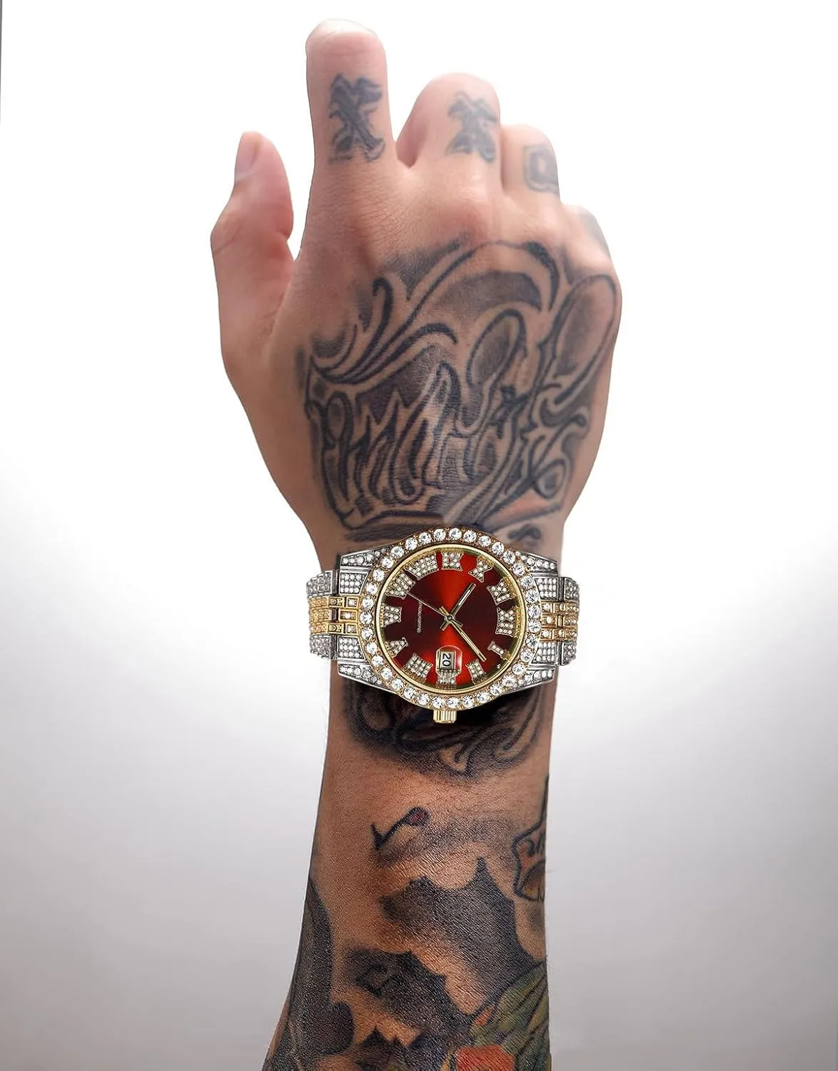 Men Iced-Out Bling Diamond Luxury Quartz companion glimpse Watches with Date Hip Hop Watches for 