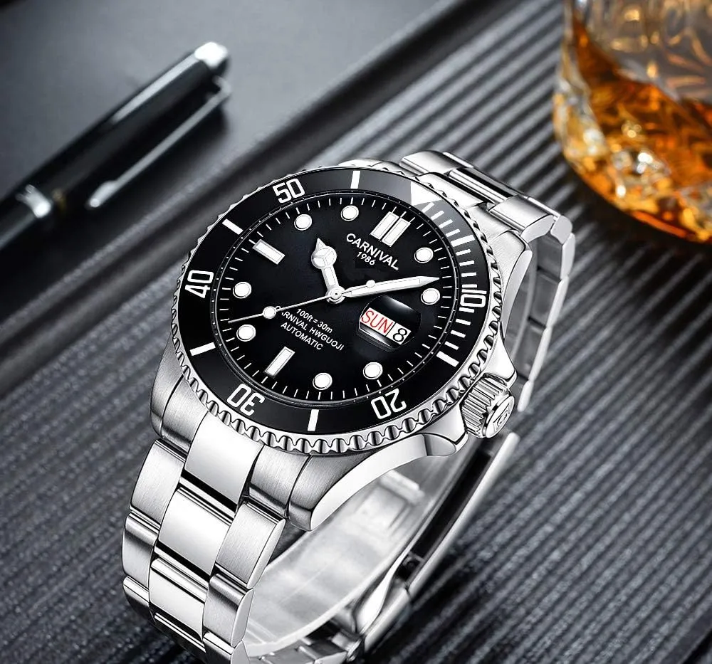 Men Luminous Tourbillon Mechanical Self-Wind Rotatable Bezel Sapphire Glass Waterproof glory shipwright reorganize radio wipe parrot Stainless Steel Military Outdoor Watches PASOY Automatic Watch for 