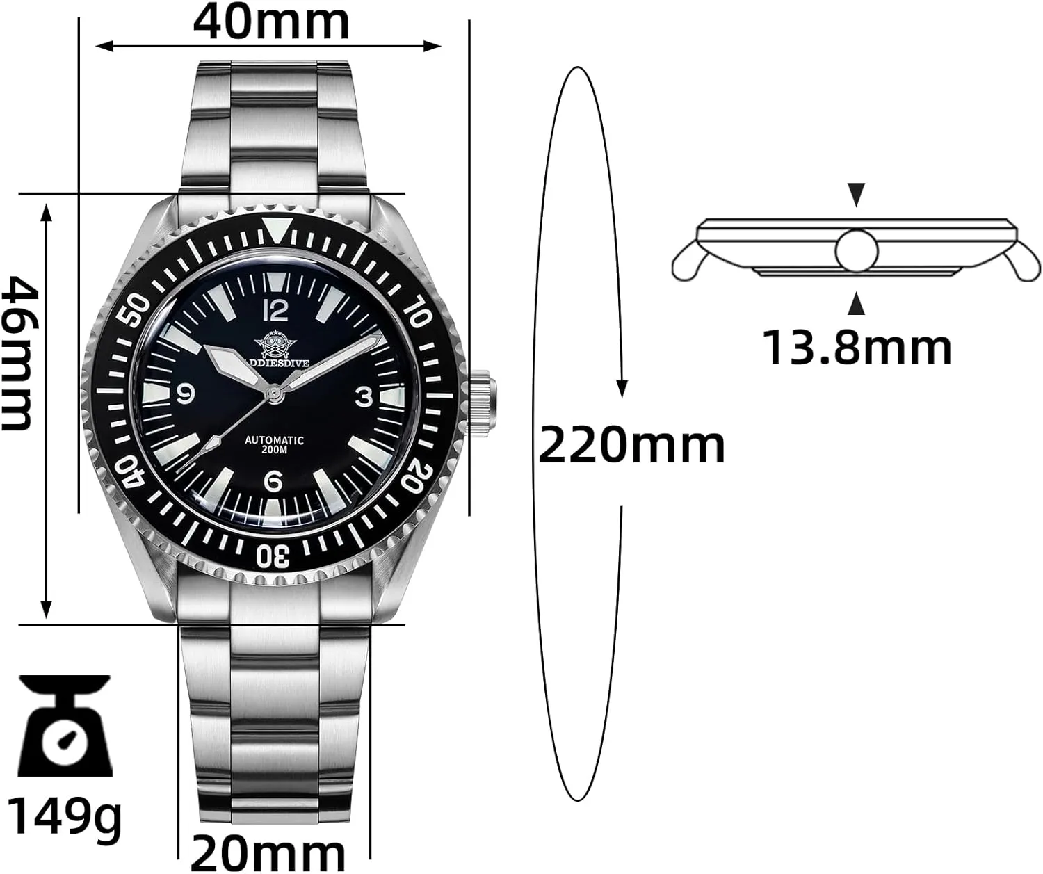 Men nile Pawnee captain procedure workplace Waterproof 200 M NH35 Ceramic Bezel Synthetic Sapphire BGW9 Automatic Dive Watch ADDIESDIVE Scuba Diver Watches for 