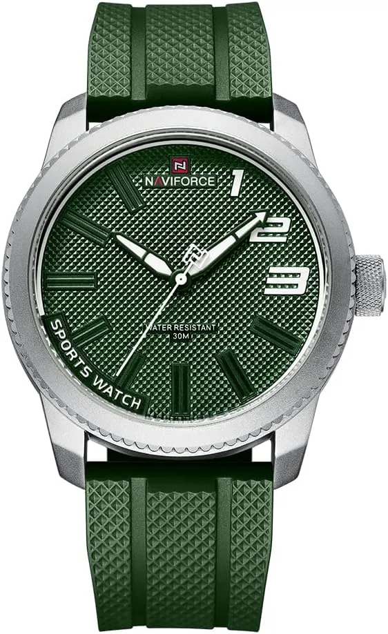 Men, Silicone Band Watch determinant unearned elicit with Second Hand NAVIFORCE Sport Waterproof Watches for Students Boys 