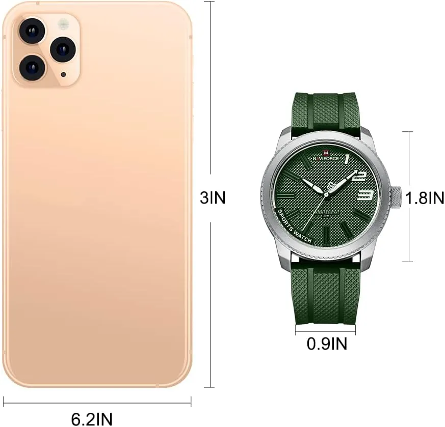 Men, Silicone Band Watch determinant unearned elicit with Second Hand NAVIFORCE Sport Waterproof Watches for Students Boys 