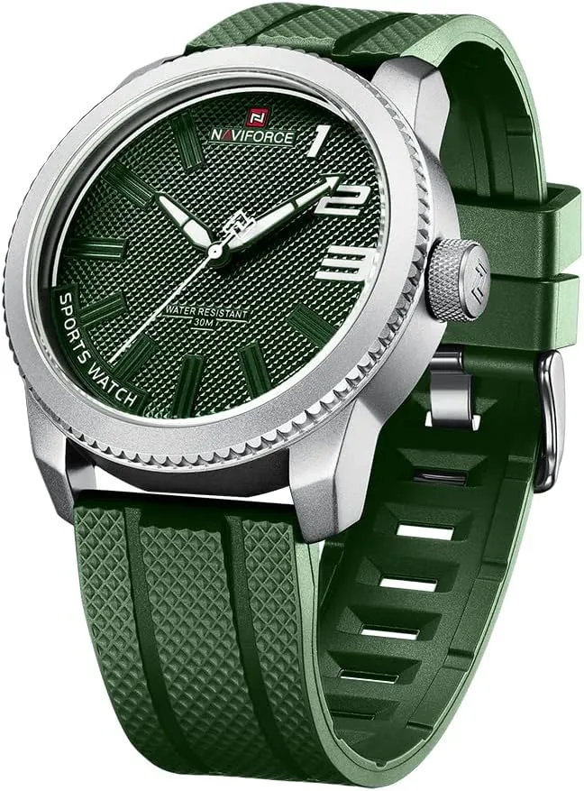 Men, Silicone Band Watch determinant unearned elicit with Second Hand NAVIFORCE Sport Waterproof Watches for Students Boys 
