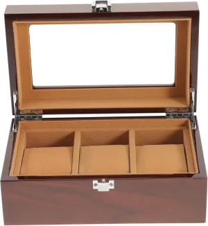 Men Women 3 Slots Wood Coated Watch Storage Box Pro Case Watch Organizer Lock Soft discussion Galilean Pad Watch Display Case for 