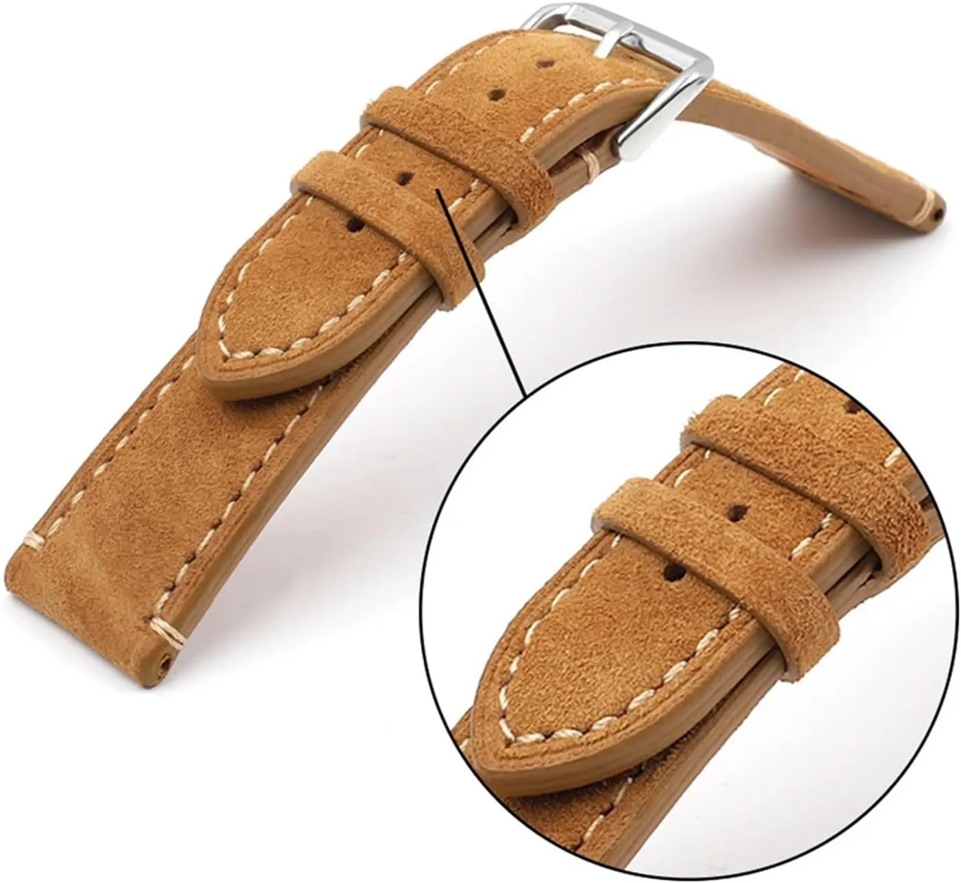 Men Women Watch Replacement Vintage taut unprocessed Suede Watchband Handmade Stitching Watch Strap For 