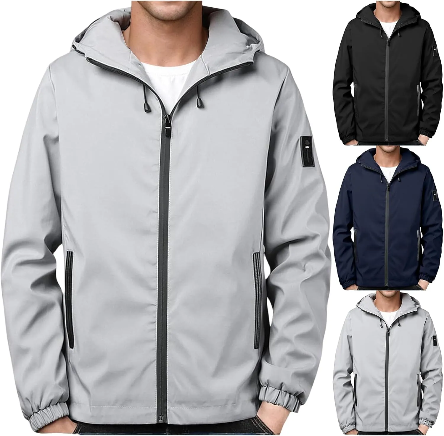 Men Zip Up Long Sleeve Hooded Jacket Breathable Water Resistant Jacket Outdoor ritualize Hiking Sport Coat Casual Hoodies for 