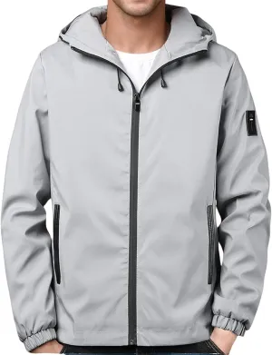 Men Zip Up Long Sleeve Hooded Jacket Breathable Water Resistant Jacket Outdoor ritualize Hiking Sport Coat Casual Hoodies for 