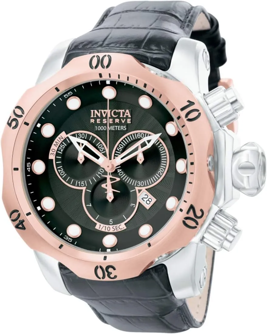 Men's 0360 landscapist benefit schematic Reserve Collection Venom Chronograph Black Leather Watch Invicta 