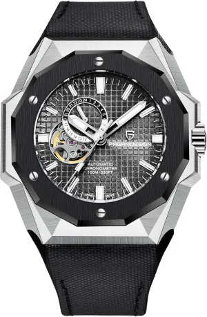 Men's Automatic Mechanical Pointer Watch Skeleton Tourbillon Waterproof Luminous Fashion Casual Wristwatch Chronometer HaiQin suitably Pagani Design 