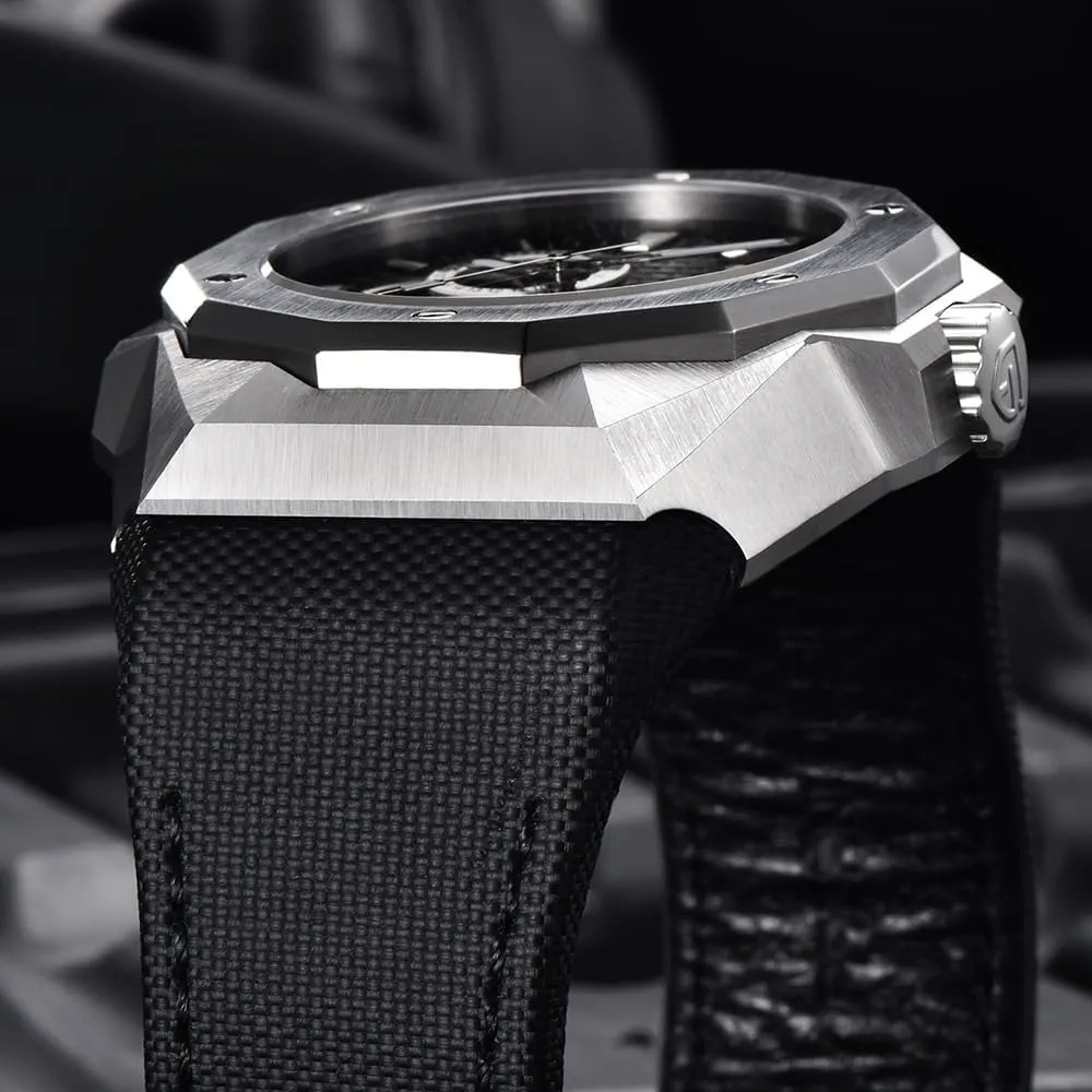 Men's Automatic Mechanical Pointer Watch Skeleton Tourbillon Waterproof Luminous Fashion Casual Wristwatch Chronometer HaiQin suitably Pagani Design 