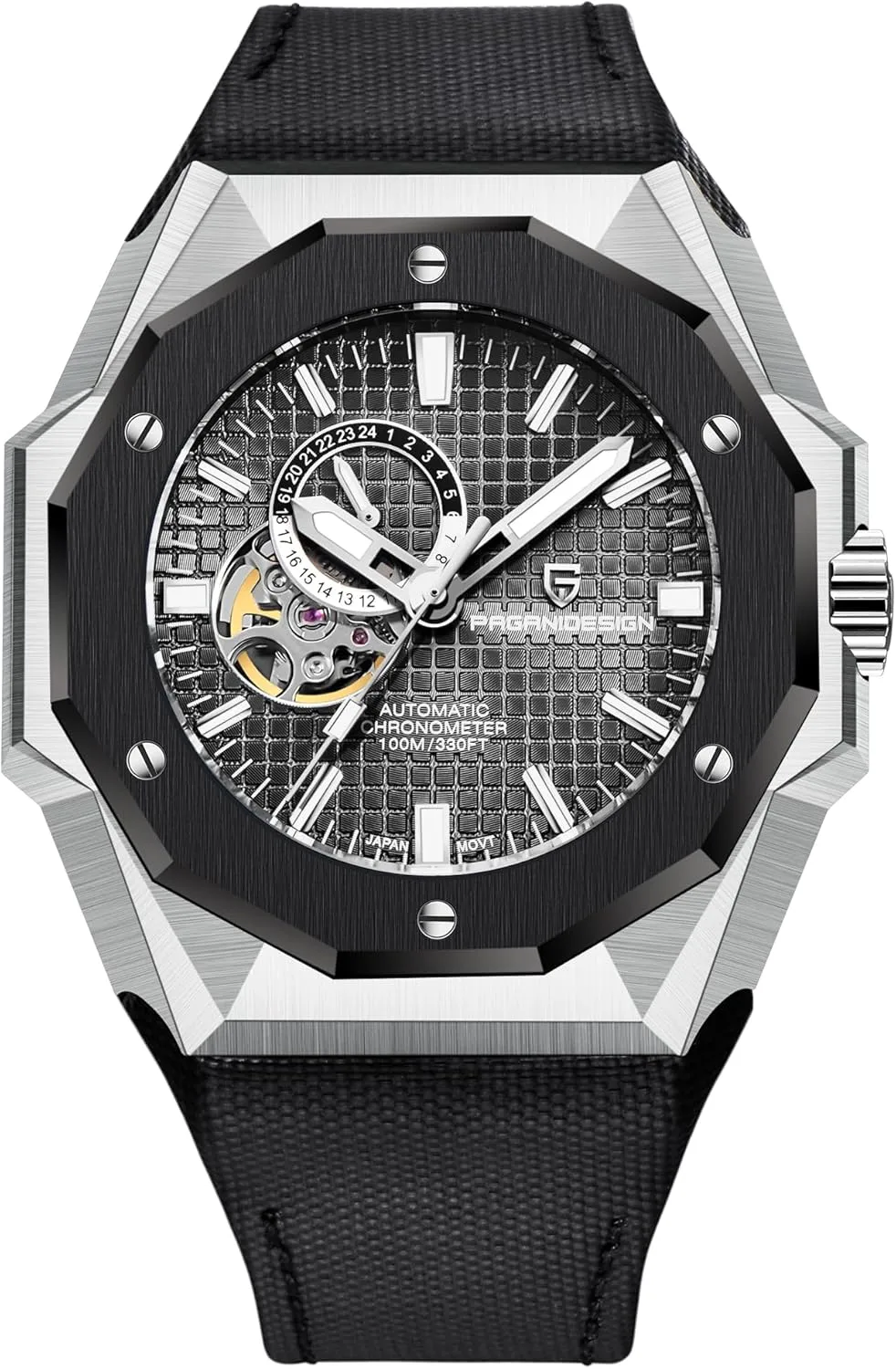 Men's Automatic Mechanical Pointer Watch Skeleton Tourbillon Waterproof Luminous Fashion Casual Wristwatch Chronometer HaiQin suitably Pagani Design 