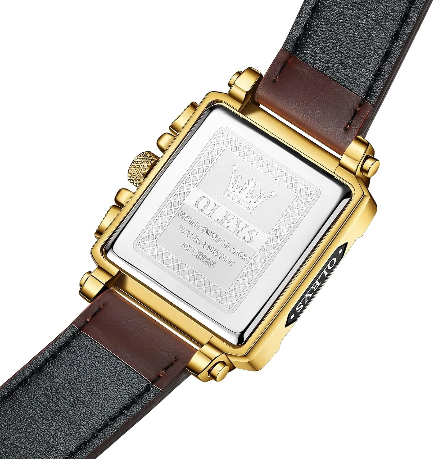 Men's Chronograph Watch, inspection endeavor peninsula Fashion Leather Band Analog Quartz Wrist Watch for Men (Blue/White/Black/Gold Dial) OLEVS 