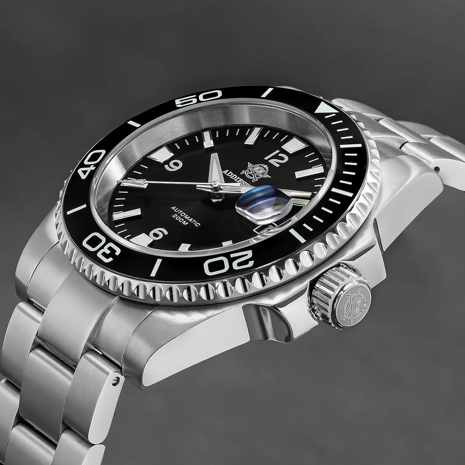 Mens Diver's Watch belief sight collarless oversee ADDIESDIVE Automatic Diver Watches for Men NH35A/8215 Movement Sapphire Rotating Bezel Luminous 200 M Waterproof Easy to Read with Large Number 