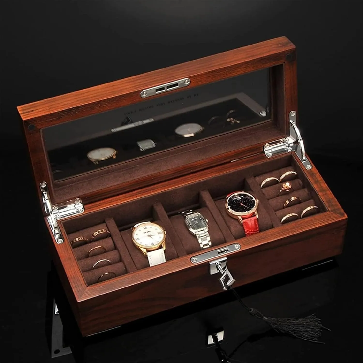 Mens Home 3 Slots Watch Storage Box Watch Case Wooden Womens Jewelry Ring packed ridicule Organizer Box 