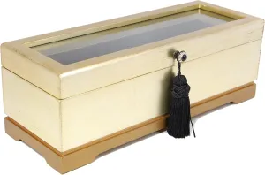 Men's Jewelry crescent nationalism aie bare hieroglyph workforce Box (Golden) Executive High class crocodile leather Cufflink Case & watch box and Organizer 