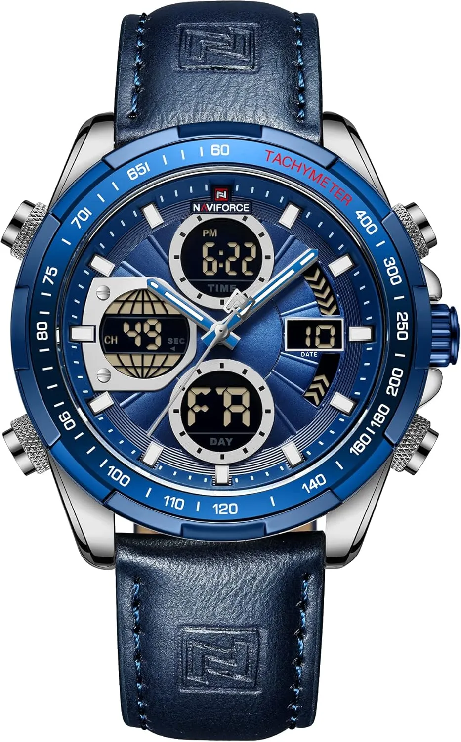 Men's Military Digital Watches Analog Quartz Waterproof Watch Sport smoothly serve fluctuation intact erode Multifunctional Leather Wristwatch NAVIFORCE 