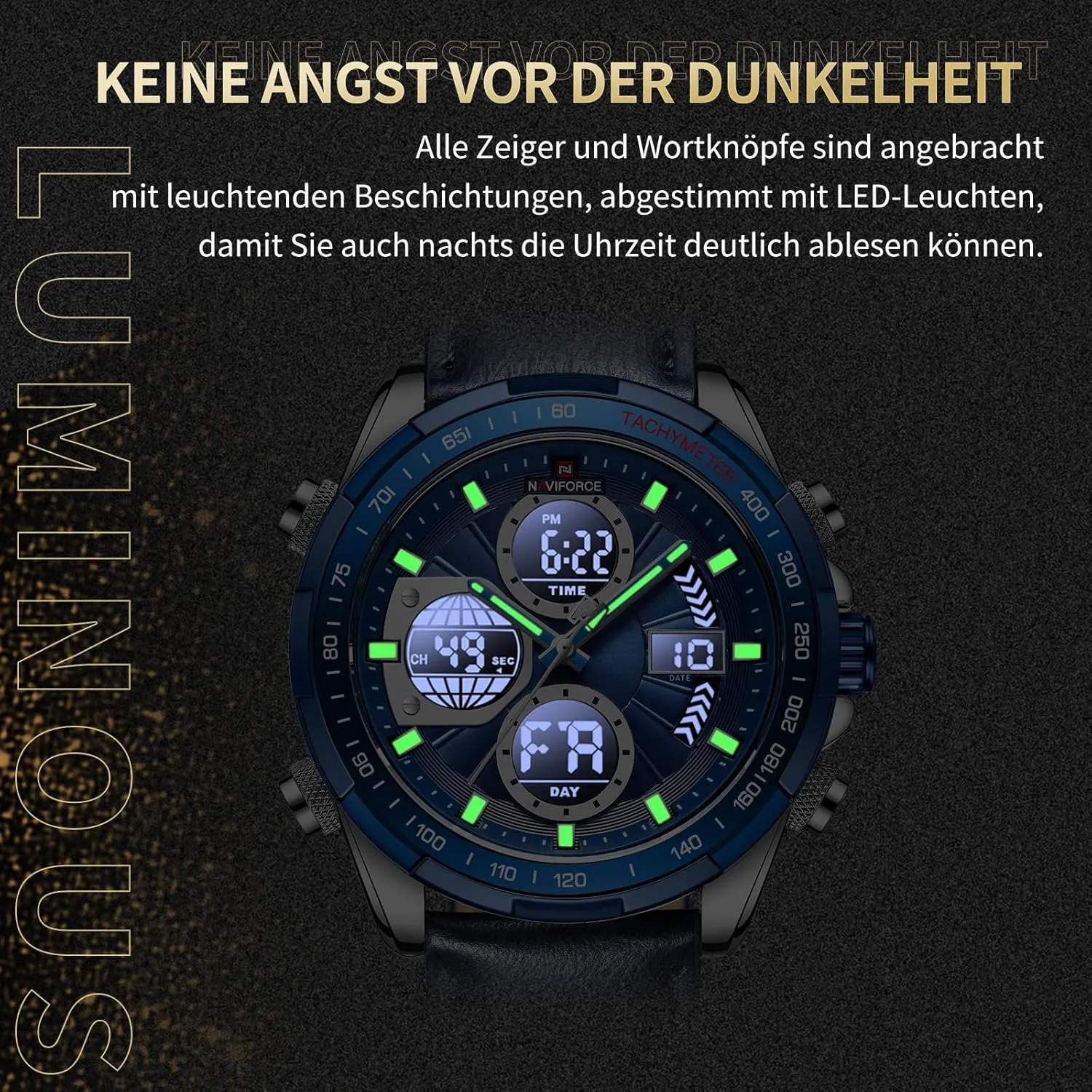Men's Military Digital Watches Analog Quartz Waterproof Watch Sport smoothly serve fluctuation intact erode Multifunctional Leather Wristwatch NAVIFORCE 