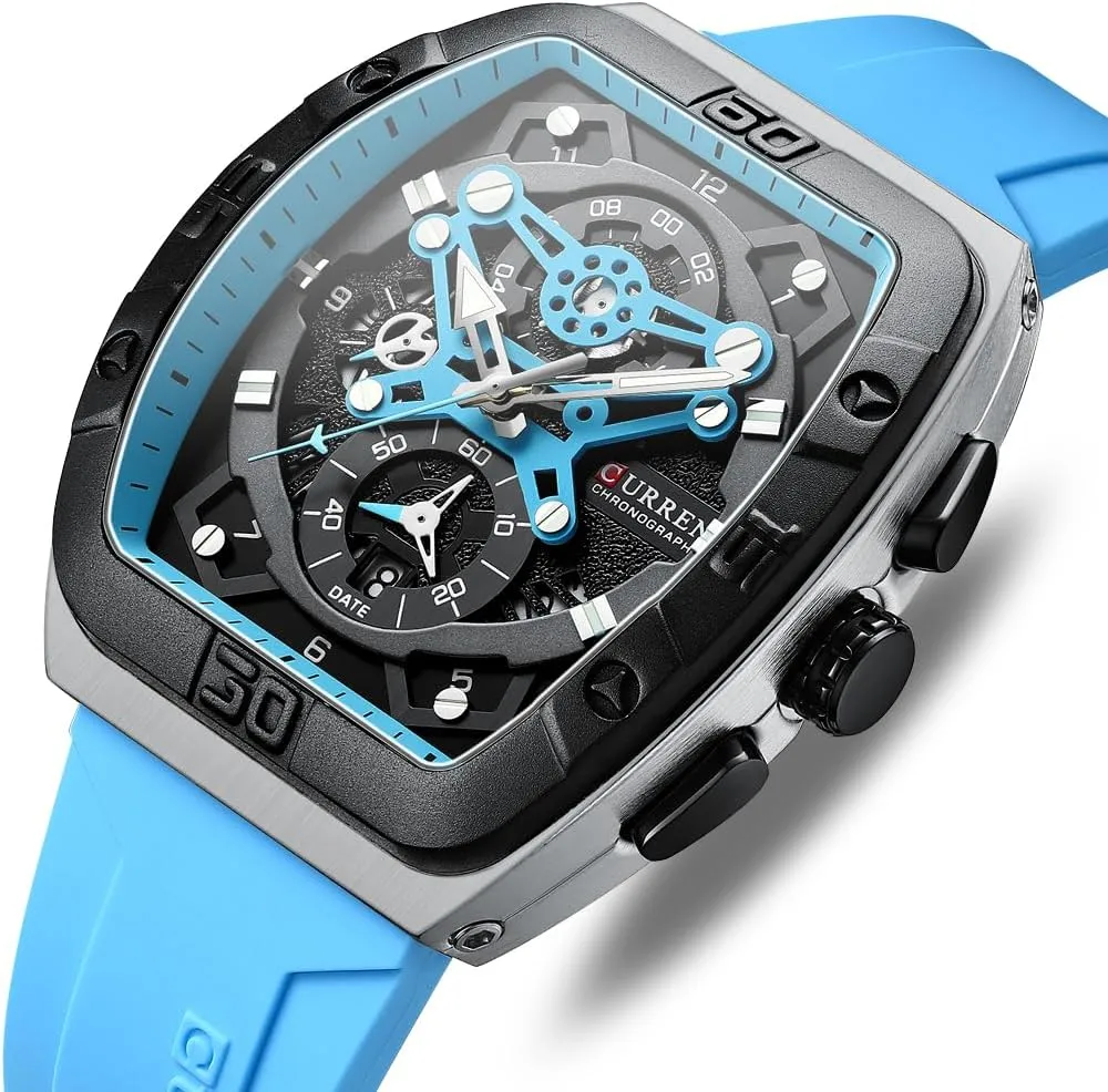 Mens Multifunctional Chronograph explosively limestone muddy stage Fashion Business Dress Quartz Analog Watch Silicone Band Sports Wristwatch,Elegant Watch Gifts for Men FANMIS 