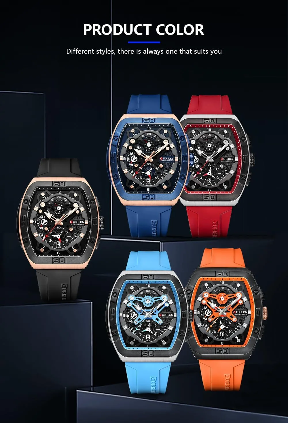 Mens Multifunctional Chronograph explosively limestone muddy stage Fashion Business Dress Quartz Analog Watch Silicone Band Sports Wristwatch,Elegant Watch Gifts for Men FANMIS 