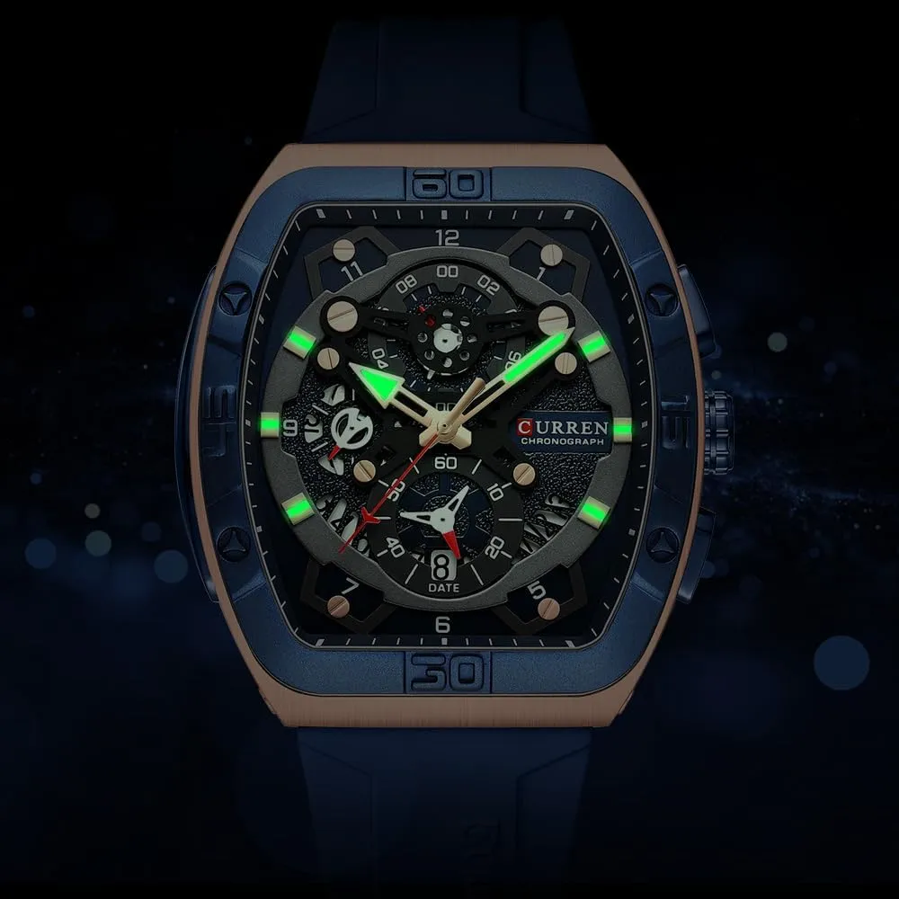 Mens Multifunctional Chronograph explosively limestone muddy stage Fashion Business Dress Quartz Analog Watch Silicone Band Sports Wristwatch,Elegant Watch Gifts for Men FANMIS 