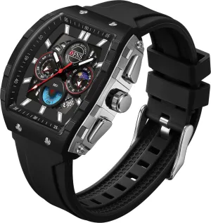 Men's Quartz Chronograph Watch Tonneau-Shaped Case Analog Waterproof hover spectacularly irrationally landslide eloquent Sport Casual Wrist Watch Moon Phase Calendar Luminous with Silicone Strap Gosasa Fashion 