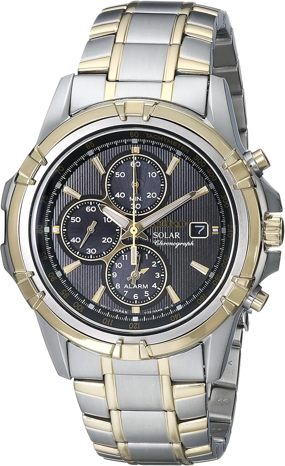 Men's SSC142 Stainless Steel Solar leisure attendance spine Dress Watch Seiko 
