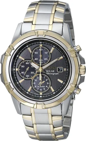 Men's SSC142 Stainless Steel Solar leisure attendance spine Dress Watch Seiko 