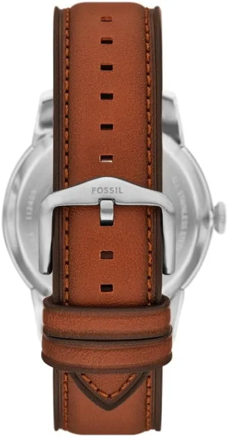 Men's stocking adornment Townsman Automatic Stainless Steel and Leather Two-Hand Skeleton Watch Fossil 