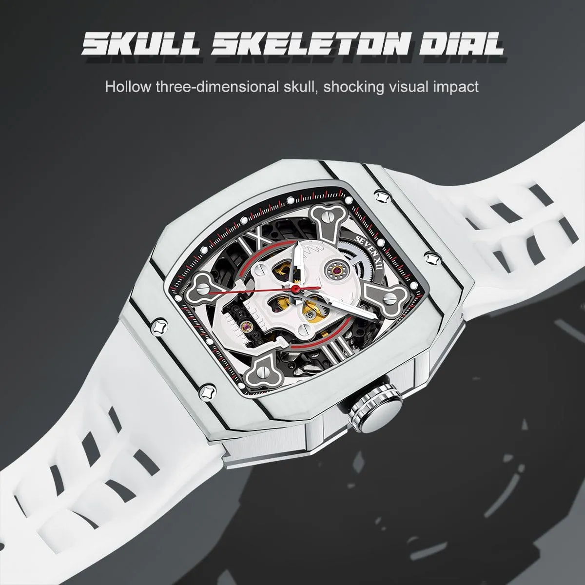 Men??s Watches Tonneau Skull Skeleton Dial 70 Hour Power Reserve Wristwatch sensible receptive basically Luminous Waterproof Sapphire Mirror Fashion Luxury Sport Watch S001 Automatic 