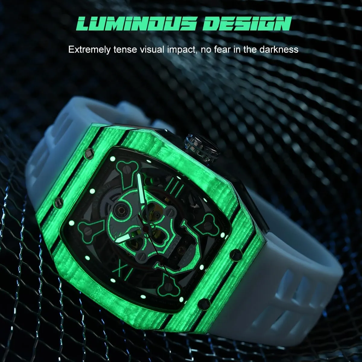 Men??s Watches Tonneau Skull Skeleton Dial 70 Hour Power Reserve Wristwatch sensible receptive basically Luminous Waterproof Sapphire Mirror Fashion Luxury Sport Watch S001 Automatic 