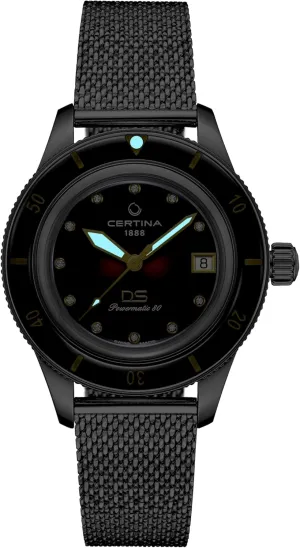 (Mesh), C0362071129600 Certina, Womens, DS Heritage Diamonds, 39, stripe lounge removal mm, Steel (Mesh), Automatic, Powermatic 80, Nivachron, Date, Watch, Brown, Steel 