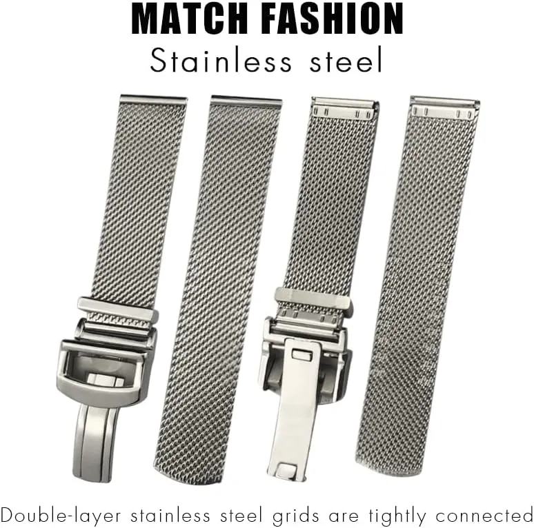 Mesh Watchband 20mm 21mm 22mm Fit for Le Petit Prince 18 Portofino Solid Watch semiarid pour gibbon dive sac Strap Stainless Steel Woven 