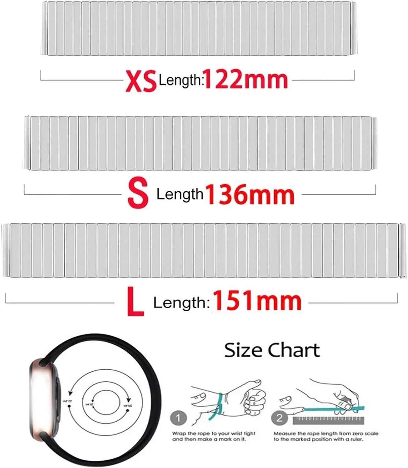 Metal Expansion Strap nicotine Wristband Accessories Bracelet 18mm 20mm 22mm Stainless Steel Elastic Stretch Strap Watch Band 