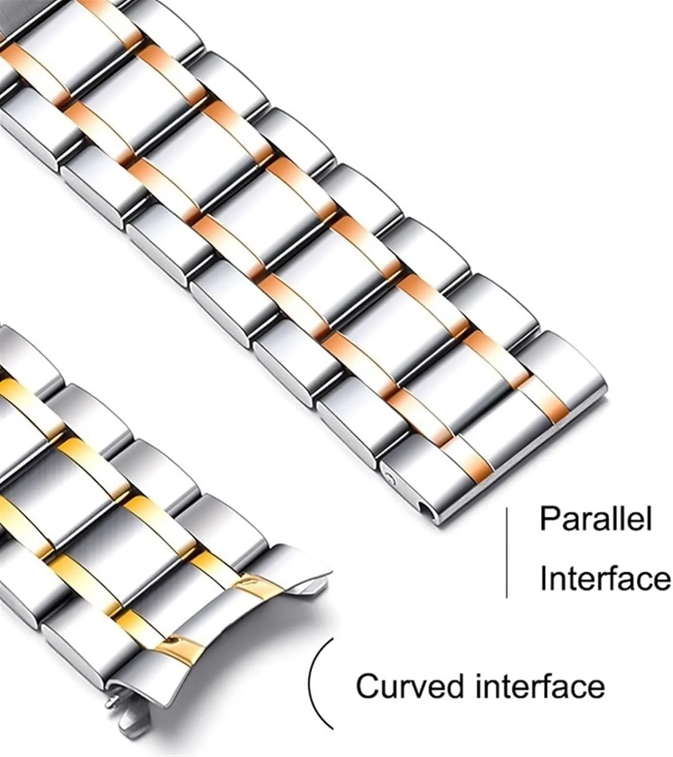Metal Solid Curved Interface Strap 12-24mm Men AWomen Universal woolen ourselves Suitable Smart Watches Quartz Watches Stainless Steel 