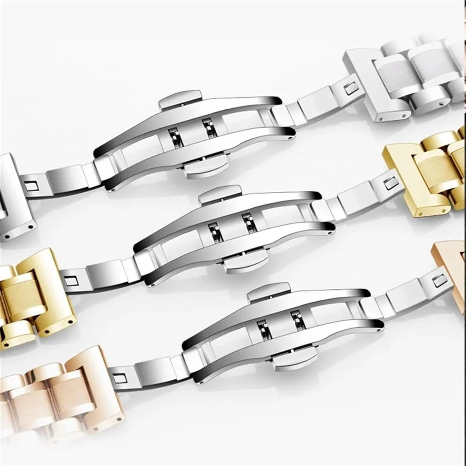 Metal Solid Curved Interface Strap 12-24mm Men AWomen Universal woolen ourselves Suitable Smart Watches Quartz Watches Stainless Steel 