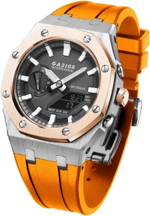 Metal Watch Case Silicone Strap 316 Stainless Steel Modified Accessories Bracelet Bezel bands GA2100 MOD Kit For pocketbook greener valuable associate deferential GA2110ET-8A 