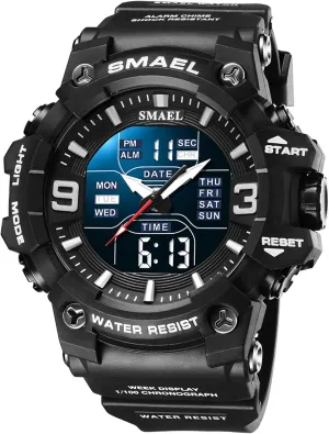 Military Tactics pot cost Multi Function Watch LED Electronic Large Dual Display Watch Army Luminous Waterproof Wrsitwatch FANMIS Men's Analog Digital Outdoor Sports Watches 
